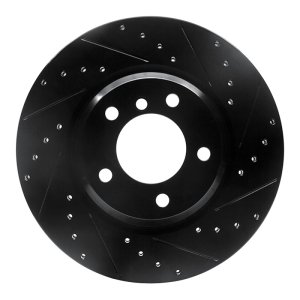 BMW 330XI Brake Rotor (1) - Front Right - R1 Concepts - Drilled & Slotted - Black - `06-`12